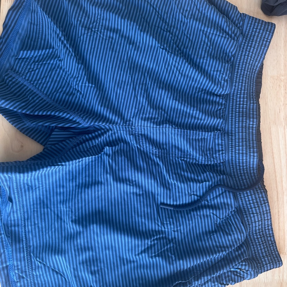 RHONE Navy Striped gym shorts